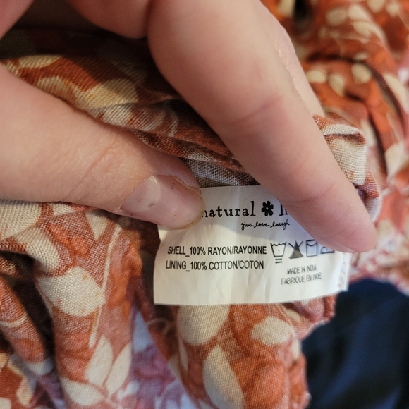 NATURAL LIFE M Orange Floral Dress Cutout - Picture 3 of 4